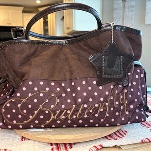 Butter Brown and Pink Polka Dot Bag